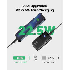 INIU 22.5W 10000mAh Portable Power Bank with Phone Holder & Fast Charging