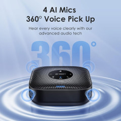 EMEET M0 Plus Conference Speakerphone, 4 AI Mics 360° Pickup, Noise Reduction, USB-C & Bluetooth, for 8-16 People