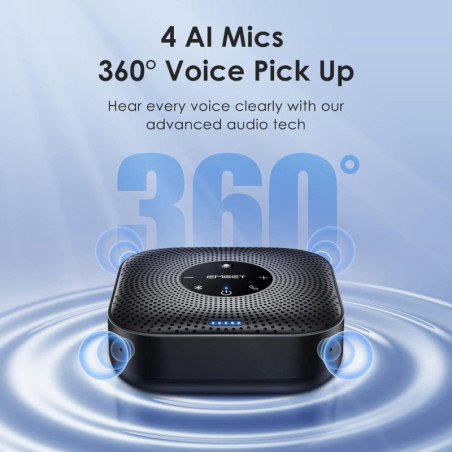 EMEET M0 Plus Conference Speakerphone, 4 AI Mics 360° Pickup, Noise Reduction, USB-C & Bluetooth, for 8-16 People