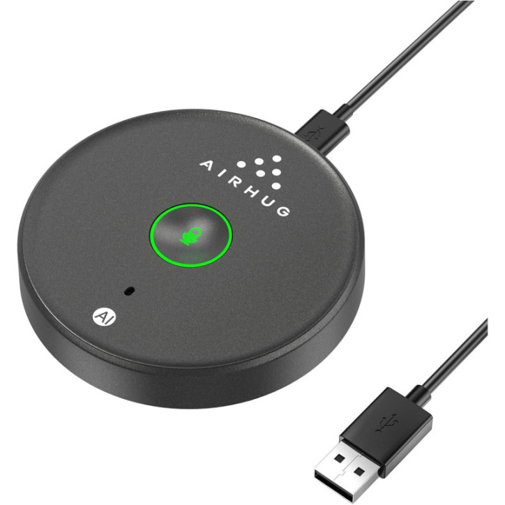 AIRHUG USB Microphone with Mute Button & LED, AI Noise Reduction, Omnidirectional Condenser Mic for PC/Laptop