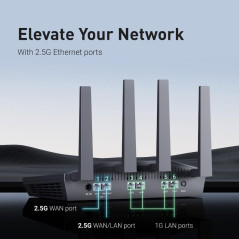 GL.iNet GL-MT6000 Flint 2 WiFi 6 Gaming Router, 2 x 2.5G Ethernet, Long Range VPN for Home & Business