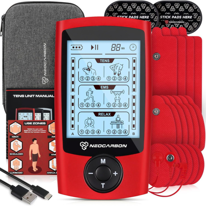 TENS Unit Muscle Stimulator EMS Massager for Shoulder, Neck, Sciatica & Back Pain Relief – Red TENS Unit Muscle Stimulator EMS Massager for Shoulder, Neck, Sciatica & Back Pain Relief – Red