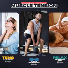 TENS Unit Muscle Stimulator EMS Massager for Shoulder, Neck, Sciatica & Back Pain Relief – Red