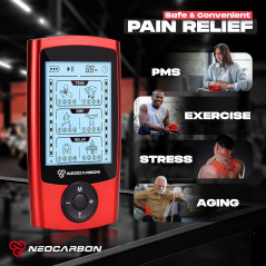 TENS Unit EMS Massager for Shoulder, Neck & Back Pain Relief - Red