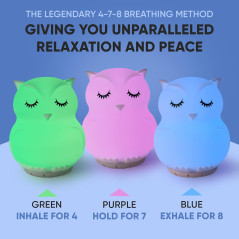 Mindfulness 'Breathing Owl' | 4-7-8 Guided Breath, Light & Noise Aid