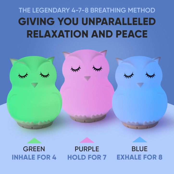 Mindfulness 'Breathing Owl' 3-in-1 Guided 4-7-8 Breathing Light, Night Light & Noise Machine for Stress & Sleep Mindfulness 'Breathing Owl' 3-in-1 Guided 4-7-8 Breathing Light, Night Light & Noise Machine for Stress & Sleep