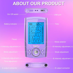 Belfiu TENS & PMS Muscle Stimulator 24 Modes + 10 Pads