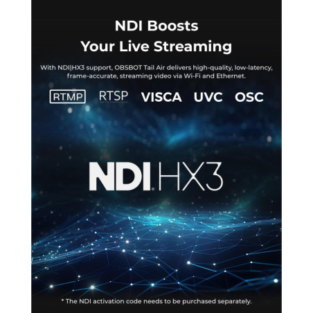 OBSBOT Tail Air NDI 4K Caméra PTZ AI avec Contrôle Gestuel, HDMI/USB-C, Streaming Vidéo Live