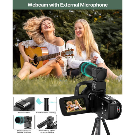 4K 64MP Vlogging Camera with Touch Screen, Night Vision & Accessories