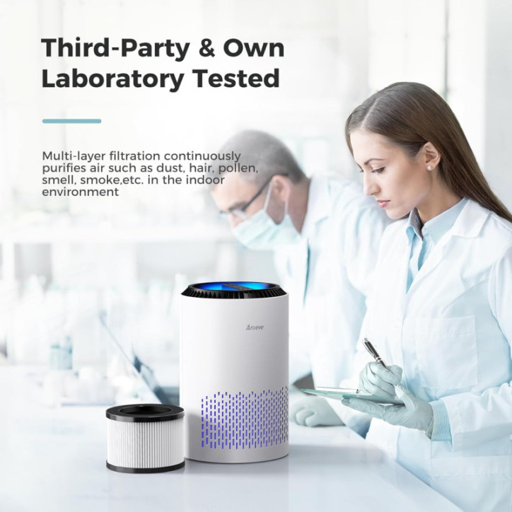 AROEVE Air Purifier MK01 for Bedroom Home - 3-Layer Filter, Sleep Mode, Timer, Energy Saving, 3 Speeds, White AROEVE Air Purifier MK01 for Bedroom Home - 3-Layer Filter, Sleep Mode, Timer, Energy Saving, 3 Speeds, White