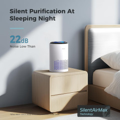 AROEVE Air Purifier MK01 for Bedroom Home - 3-Layer Filter, Sleep Mode, Timer, Energy Saving, 3 Speeds, White