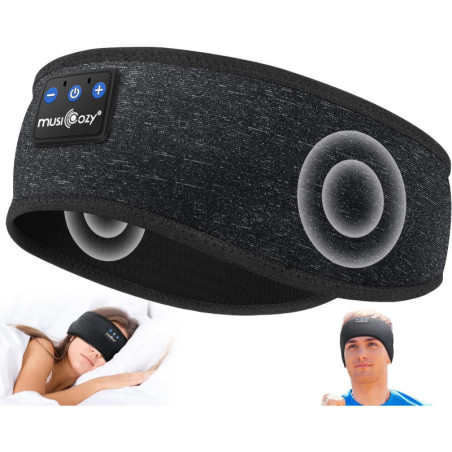 MUSICOZY Casque Bluetooth 5.4 Bandeau, Écouteurs Sans Fil avec Masque Nuit & Haut-Parleurs Stéréo HD