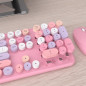 UBOTIE Combo Clavier-Souris Sans Fil Coloré 2.4GHz, Clavier Rétro Pleine Taille, Souris Optique Rose