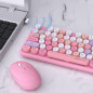 UBOTIE Combo Clavier-Souris Sans Fil Coloré 2.4GHz, Clavier Rétro Pleine Taille, Souris Optique Rose