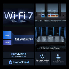 TP-Link Archer BE6500 Wi-Fi 7 Router | Dual 2.5Gbps, USB 3.0, 2400 Sq Ft Coverage