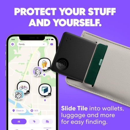 Tile by Life360 Slim - Traqueur Bluetooth et Localisateur d'Objets pour Portefeuilles, Valises, Passeports - Compatible iOS/Andr