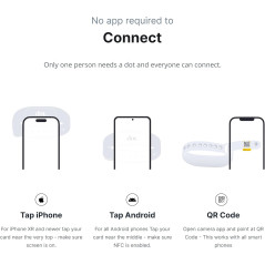 dot. Band Digital Business Card Wristband - Tap to Share Info, Compatible with iPhone & Android (Black)