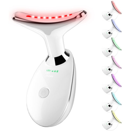 7-Color LED Red & Blue Light Therapy Wand for Face & Neck Skin Care - White