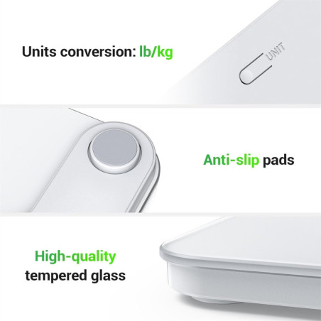 Ovutek Digital Bathroom Scale with LED Display, Accurate 400lb Capacity, Tempered Glass, Compact Design, Batteries Included
