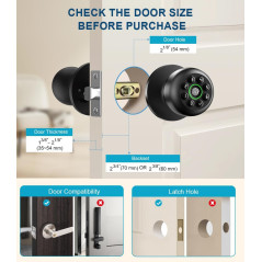 Serrure Biométrique Porte Empreinte Digital avec Clavier NoirMat