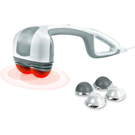 Homedics Heated Automatic Percussion Back & Body Massager with Dual Heads & Interchangeable Nodes, White