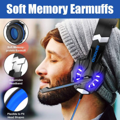 Casque Gaming BENGOO G9000 Stéréo avec Micro, Son Surround 7.1, Lumière LED, Confort Mémoire, pour PS4/PS5/Xbox/PC/Nintendo