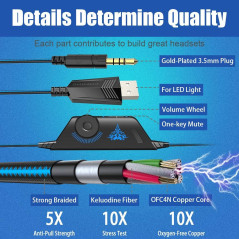 BENGOO G9000 Gaming Headset – 7.1 Surround, Noise Cancelling Mic & LED