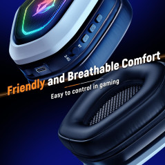 Casque Gaming Sans Fil Ozeino 2.4GHz USB & Type-C avec Micro Flip, 40h Autonomie, PC/PS5/PS4/Switch