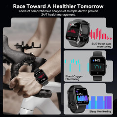 Smart Watch with Alexa, Bluetooth Calls, Fitness & Sleep Tracking - Black