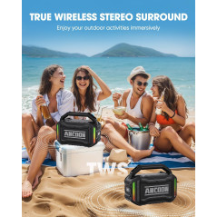 80W Wireless Bluetooth Speaker, IPX6 Waterproof, 20H Playtime, TWS, Portable for Outdoor & Jobsite (Black)