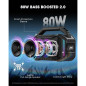 Haut-parleur Bluetooth sans fil 80W, étanche IPX6, 20H, TWS, pour chantier, extérieur, atelier, noir Haut-parleur Bluetooth sans fil 80W, étanche IPX6, 20H, TWS, pour chantier, extérieur, atelier, noir