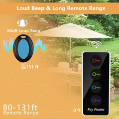 Lost Remote Finder with LED Light, 131ft Range Key Tracker & 4 Remote Tags – Keychain Locator Making Noise