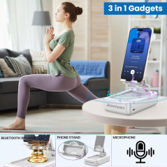 Support Téléphone Portable Bluetooth JTEMAN avec Haut-Parleur - Blanc