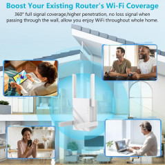 Amplificateur WiFi 2025 1.2Gbps, 12880 sqft, Dual Band
