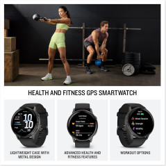 Garmin Venu 4 45mm GPS Smartwatch, Health & Fitness, Bright Display, Flashlight, 12-Day Battery, Slate/Black Band