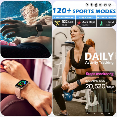 MorePro Tracker Santé Fitness avec Suivi Coeur, Pression, Sommeil, Activités, Appels - Unisexe