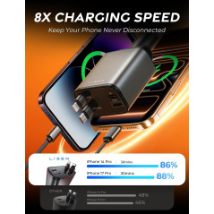 LISEN 69W Retractable Car Charger USB-C Fast Charger for iPhone & More