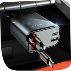 LISEN 69W Retractable Car Charger USB-C Fast Charger for iPhone & More