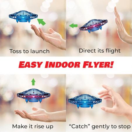 Force1 Scoot Hand-Operated Mini Drone with Motion Sensor, LED, Rechargeable UFO Toy for Kids & Adults (Blue)