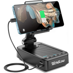 TechGlow Foldable Cellphone Stand with Bluetooth Speaker & Power Bank, 360° Rotatable, Perfect Gift for All