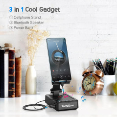 Support téléphone pliable TechGlow 360° avec enceinte Bluetooth