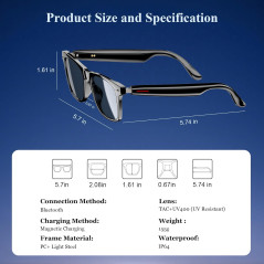 Blackview 5.3 Bluetooth Smart Glasses with Open Ear Speaker & Blue Light Blocking