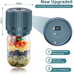 M12 Auto Stop Electric Mason Jar Vacuum Sealer – 2025 Upgrade, Smart Wide & Regular Mouth Jar Sealer Kit