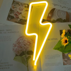 Yellow Neon Lightning Bolt Sign – LED Wall Decor for Bedroom & Party