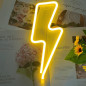Yellow Lightning Bolt Neon Light Sign for Wall Decor, Battery/USB Powered LED for Bedroom & Parties