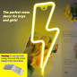 Yellow Lightning Bolt Neon Light Sign for Wall Decor, Battery/USB Powered LED for Bedroom & Parties