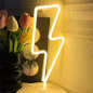 Yellow Lightning Bolt Neon Light Sign for Wall Decor, Battery/USB Powered LED for Bedroom & Parties