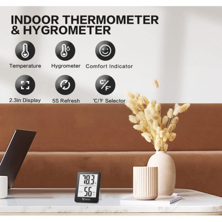 DOQAUS Hygromètre Digital Intérieur - Température & Humidité rapide