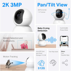 TP-Link Tapo 2K Pan/Tilt Security Camera 2-Pack – Baby & Pet Monitor