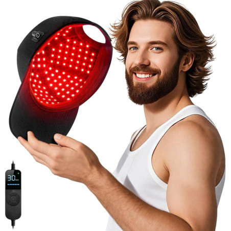 Laser Hair Growth Cap with Red Light Therapy for Hair Regrowth – Deep Black Design